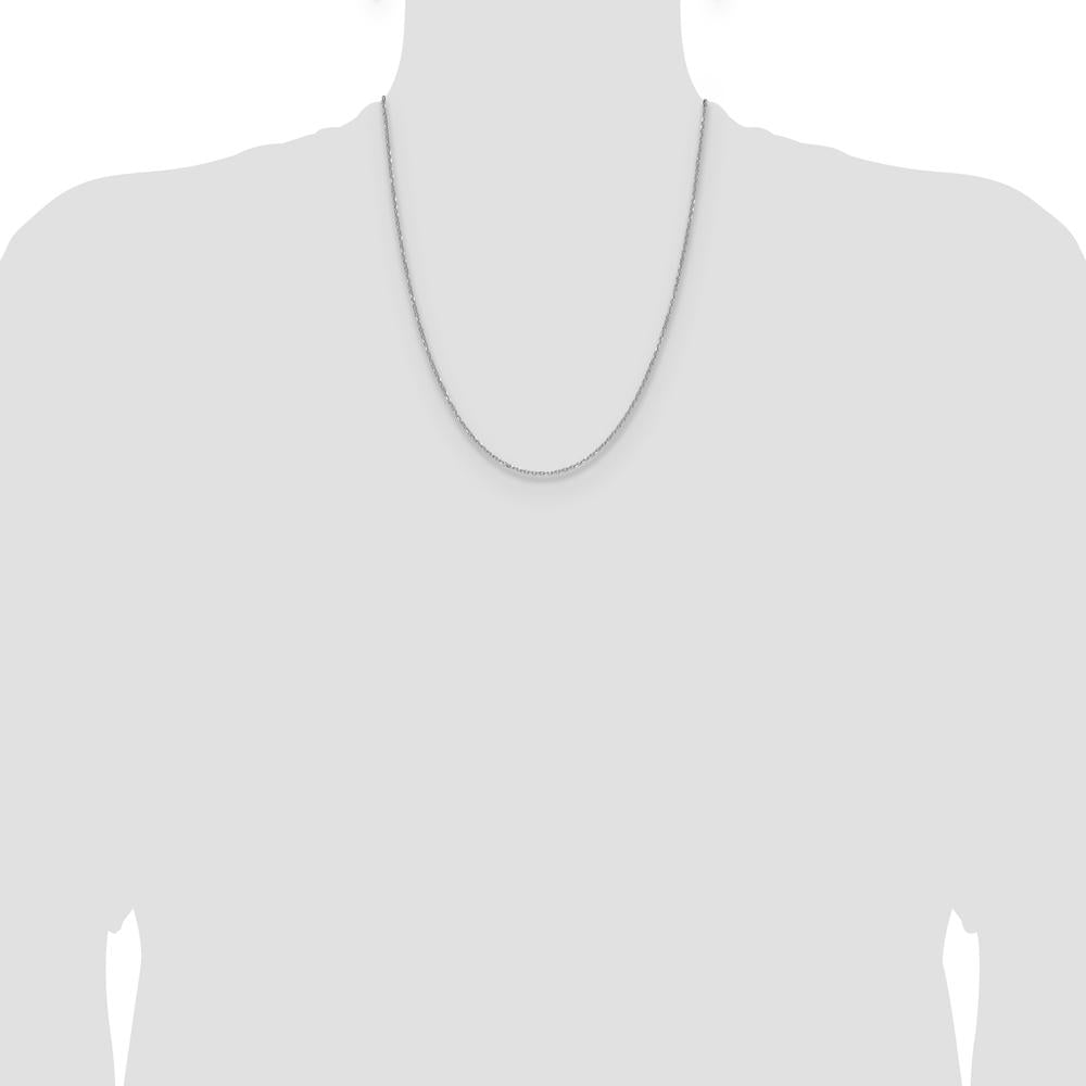 14K White Gold 22" 1.4mm Diamond-Cut Forzantine Cable Chain with Lobster Clasp by Oro Pregiato