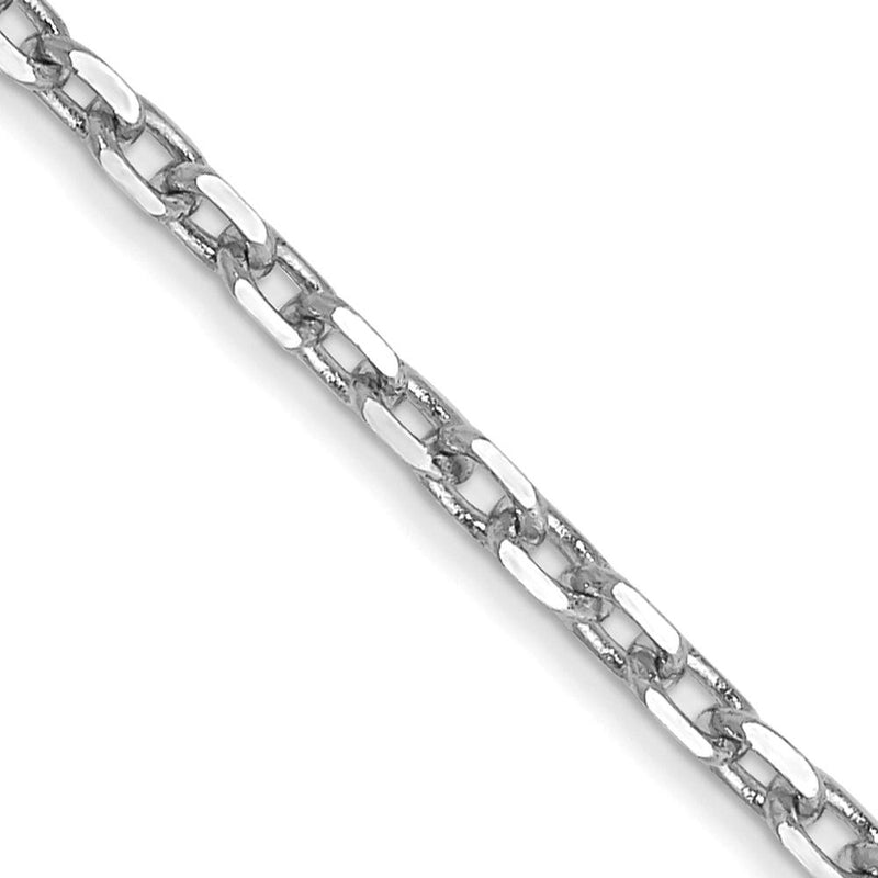 14K White Gold 22" 1.8mm Diamond-Cut Round Open Link Cable Chain with Lobster Clasp by Oro Pregiato