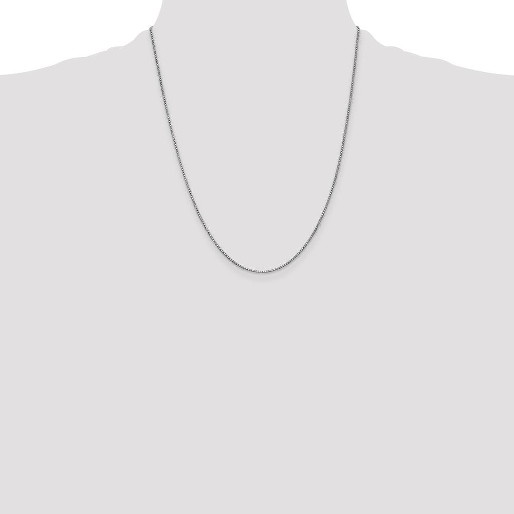 14K White Gold 22" 1mm Box Chain Necklace with Lobster Clasp by Oro Pregiato