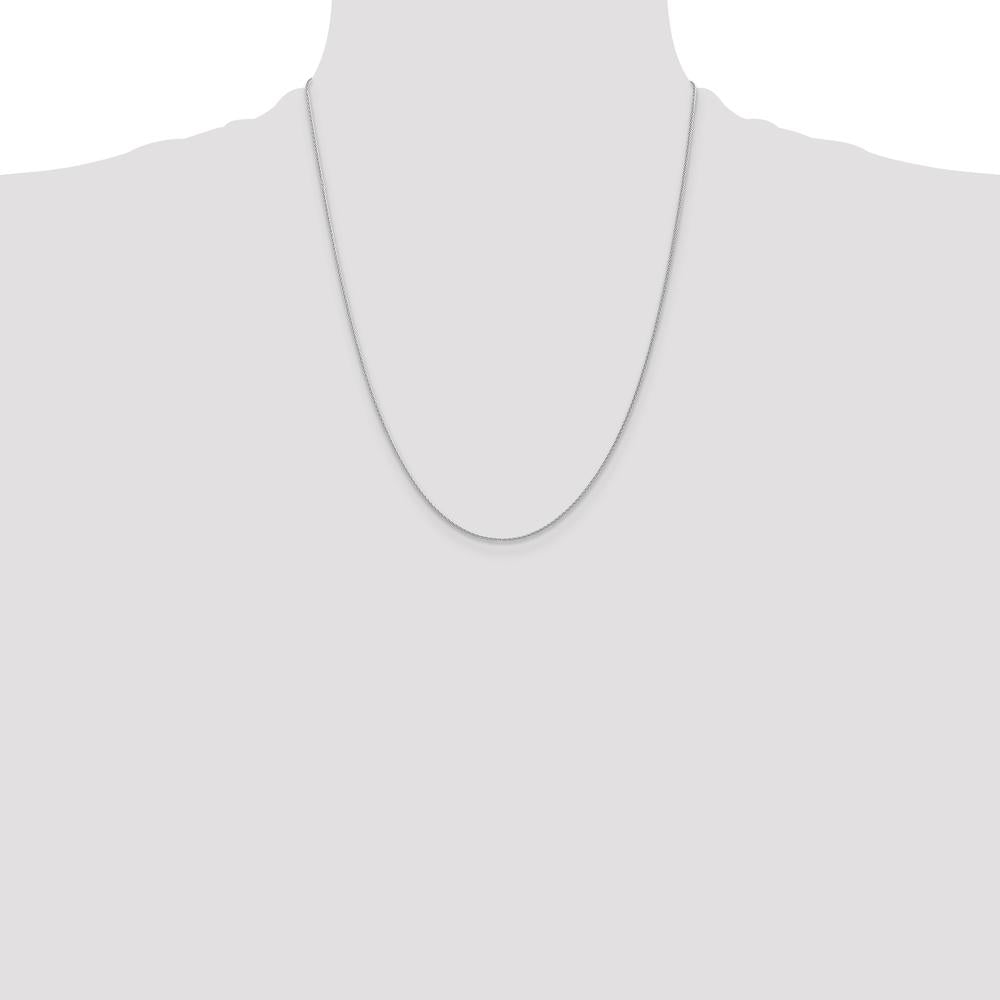 14K White Gold 22" 1mm Parisian Wheat Chain with Lobster Clasp - Rhodium Plated by Oro Pregiato