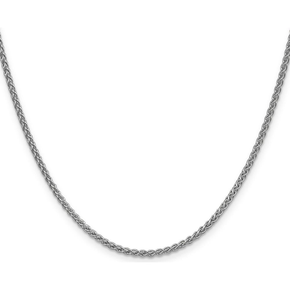 14K White Gold 22" 2.1mm Spiga Chain Necklace with Lobster Clasp by Oro Pregiato