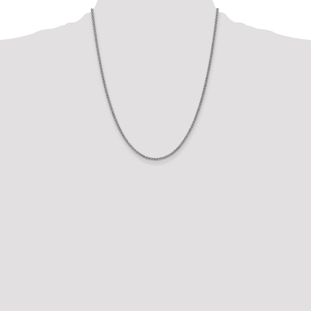 14K White Gold 22" 2.1mm Spiga Chain Necklace with Lobster Clasp by Oro Pregiato