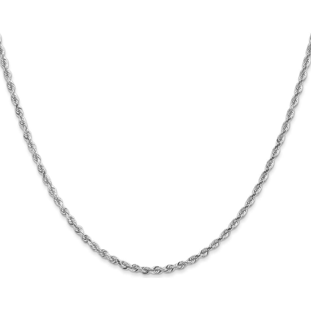 14K White Gold 22" 2.25mm Diamond-Cut Quadruple Rope Chain Necklace with Lobster Clasp by Oro Pregiato