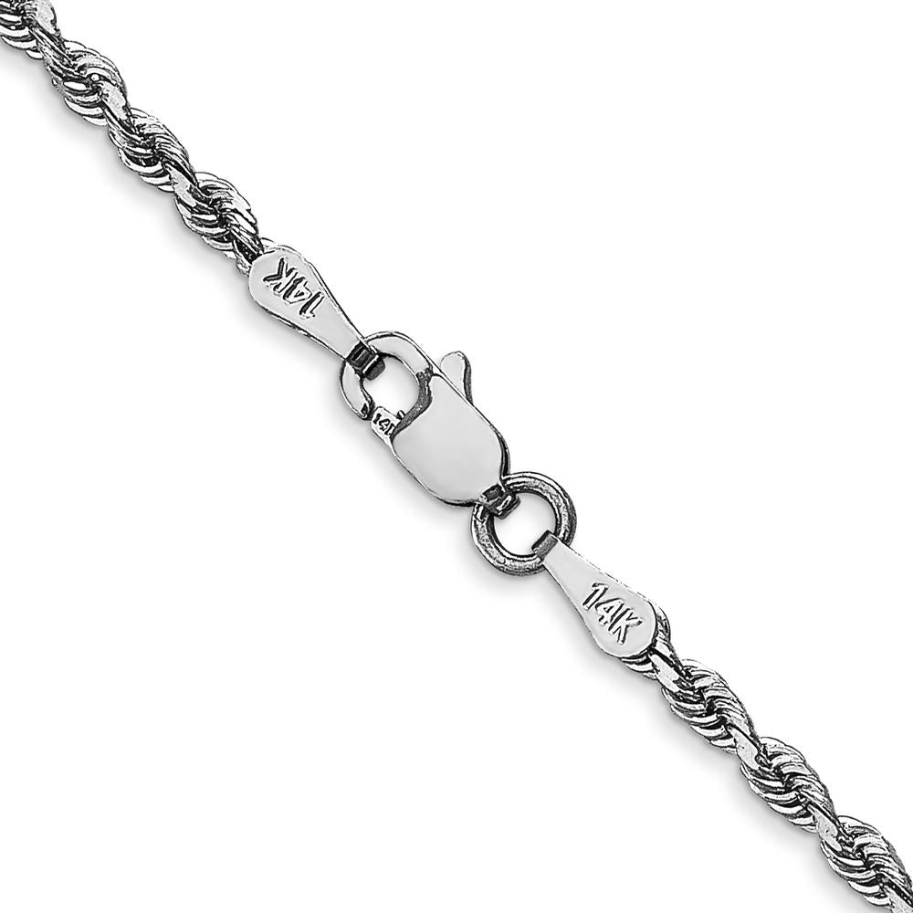 14K White Gold 22" 2.25mm Diamond-Cut Quadruple Rope Chain Necklace with Lobster Clasp by Oro Pregiato