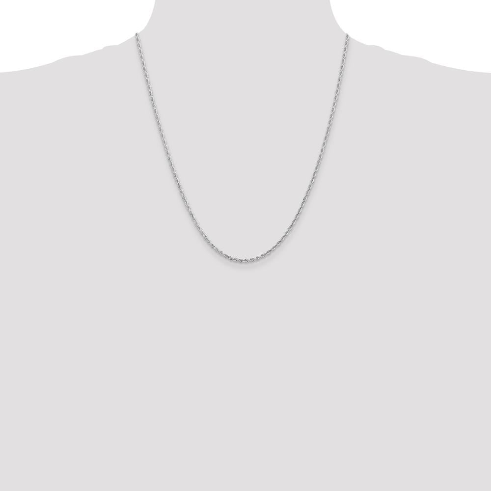 14K White Gold 22" 2.25mm Diamond-Cut Quadruple Rope Chain Necklace with Lobster Clasp by Oro Pregiato