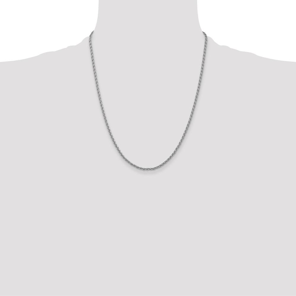 14K White Gold 22" 2.25mm Parisian Wheat Chain with Lobster Clasp by Oro Pregiato