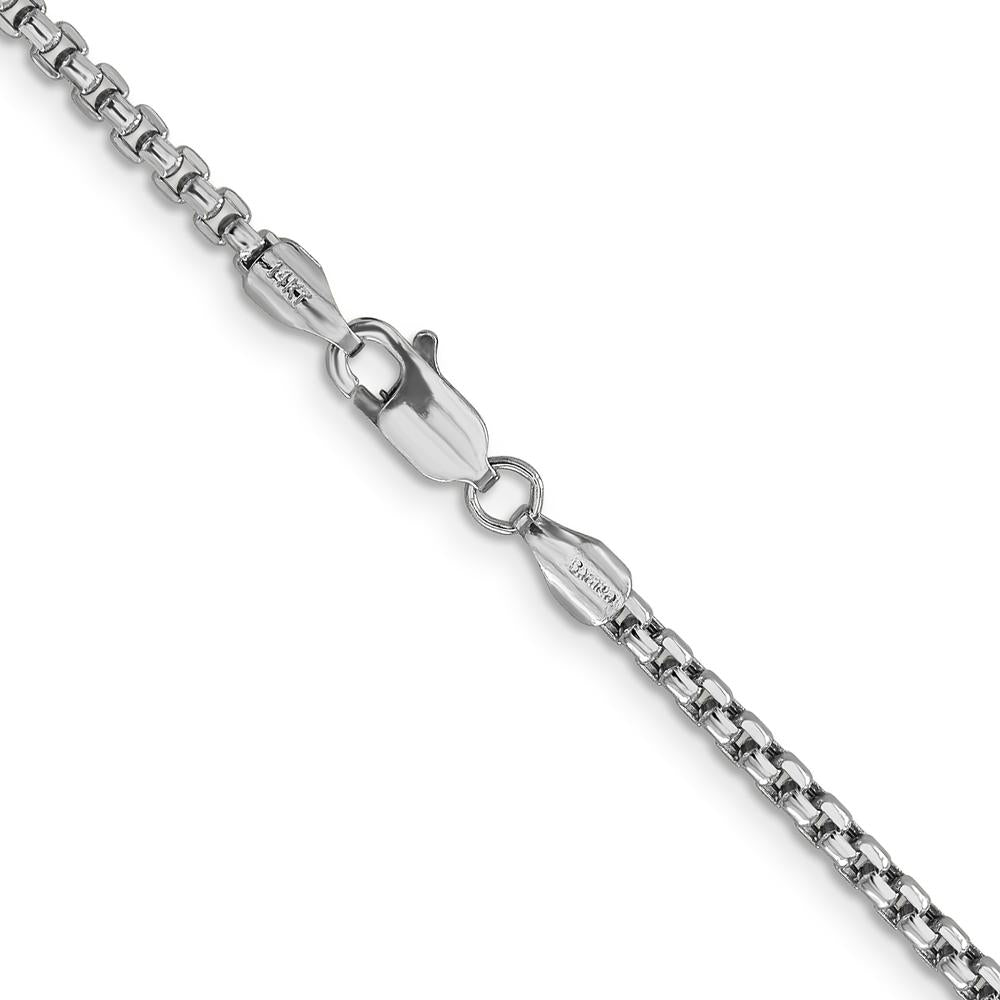 14K White Gold 22" 2.45mm Semi-Solid Round Box Chain with Lobster Clasp by IBGoodman