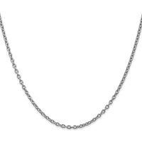 14K White Gold 22" 2.4mm Round Open Link Cable Chain with Lobster Clasp by Oro Pregiato