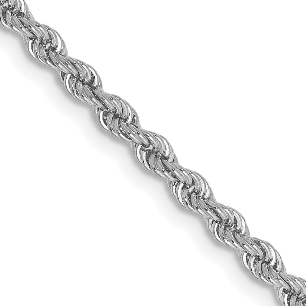 14K White Gold 22" 2.5mm Rope Chain Necklace with Lobster Clasp by 0