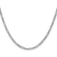 14K White Gold 22" 2.5mm Semi-Solid Figaro Chain with Lobster Clasp - Polished Finish by Oro Pregiato