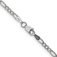 14K White Gold 22" 2.5mm Semi-Solid Figaro Chain with Lobster Clasp - Polished Finish by Oro Pregiato