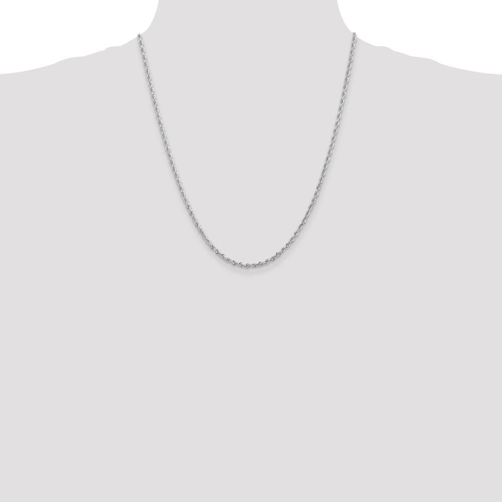 14K White Gold 22" 2.75mm Diamond-Cut Rope Chain Necklace with Lobster Clasp by Oro Pregiato
