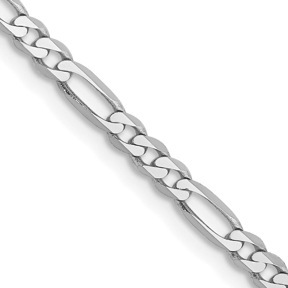 14K White Gold 22" 2.75mm Flat Figaro Chain with Lobster Clasp by 0