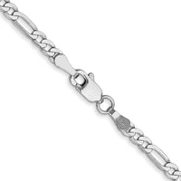 14K White Gold 22" 2.75mm Flat Figaro Chain with Lobster Clasp by 0