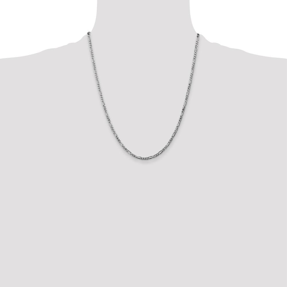 14K White Gold 22" 2.75mm Flat Figaro Chain with Lobster Clasp by 0