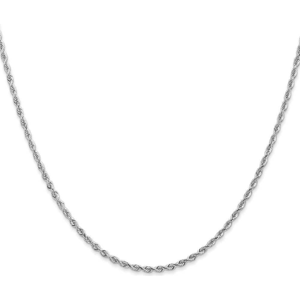 14K White Gold 22" 2mm Diamond-Cut Rope Chain with Lobster Clasp by Oro Pregiato