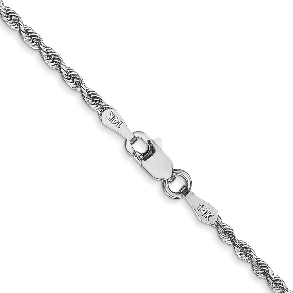 14K White Gold 22" 2mm Diamond-Cut Rope Chain with Lobster Clasp by Oro Pregiato