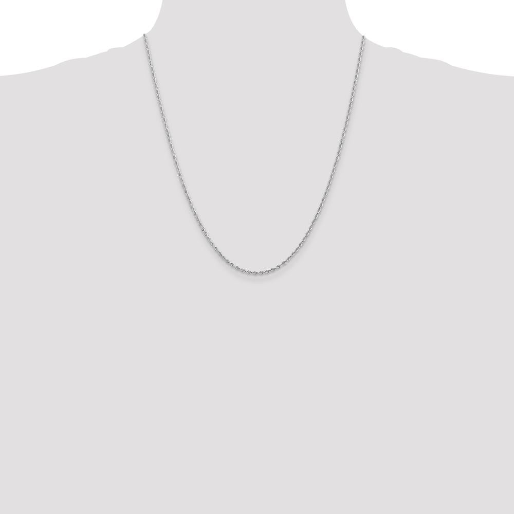 14K White Gold 22" 2mm Diamond-Cut Rope Chain with Lobster Clasp by Oro Pregiato