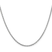 14K White Gold 22" 2mm Round Open Link Cable Chain with Lobster Clasp by Oro Pregiato