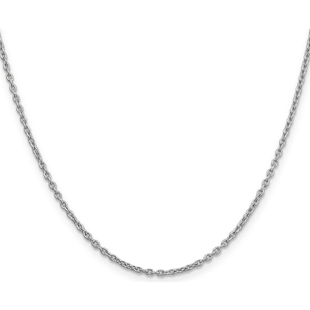 14K White Gold 22" 2mm Round Open Link Cable Chain with Lobster Clasp by Oro Pregiato