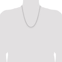 14K White Gold 22" 3.0mm Beveled Paperclip Chain with Lobster Clasp by Oro Pregiato