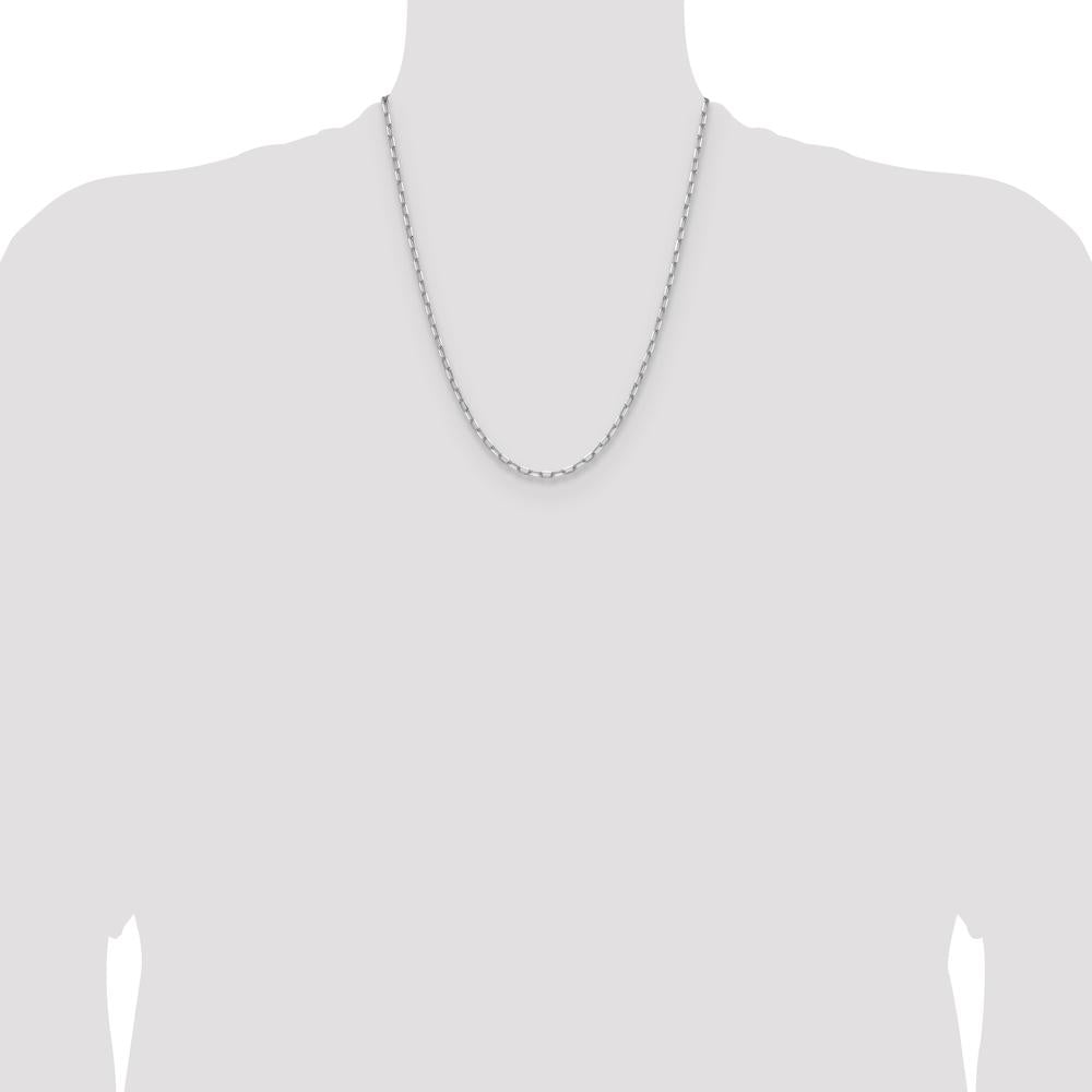 14K White Gold 22" 3.0mm Beveled Paperclip Chain with Lobster Clasp by Oro Pregiato