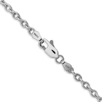 14K White Gold 22" 3.2mm Round Open Link Cable Chain with Lobster Clasp by Oro Pregiato
