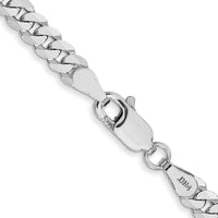 14K White Gold 22" 3.9mm Flat Beveled Curb Chain with Lobster Clasp by 0