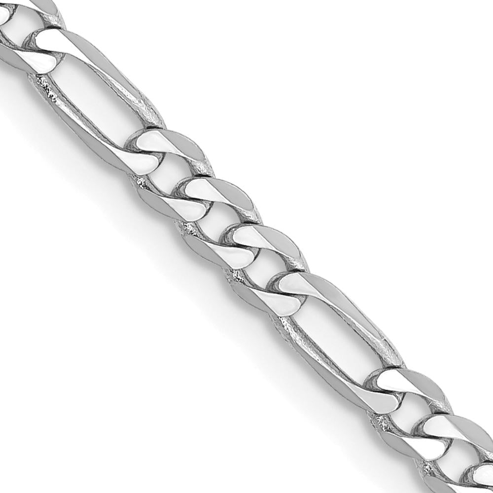 14K White Gold 22" 3mm Flat Figaro Chain with Lobster Clasp by 0