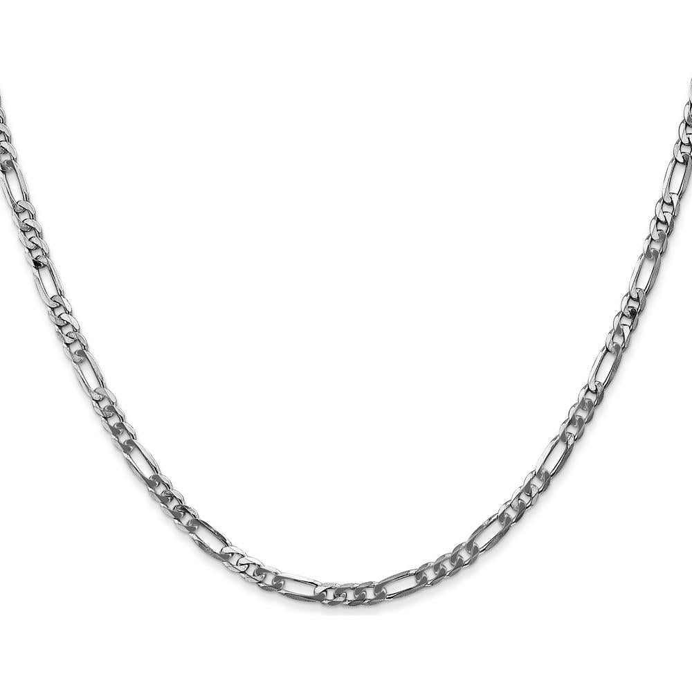 14K White Gold 22" 3mm Flat Figaro Chain with Lobster Clasp by 0