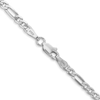 14K White Gold 22" 3mm Flat Figaro Chain with Lobster Clasp by 0