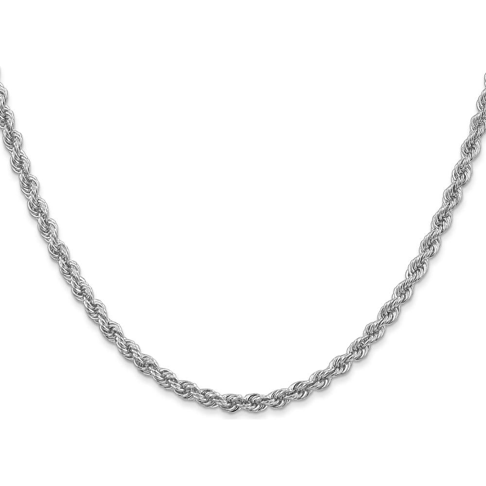14K White Gold 22" 3mm Regular Rope Chain Necklace with Lobster Clasp by 0