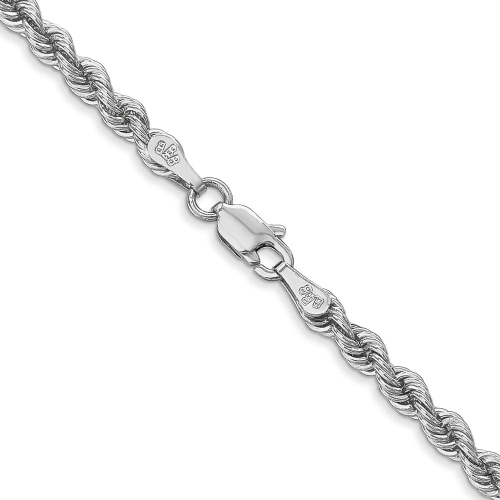 14K White Gold 22" 3mm Regular Rope Chain Necklace with Lobster Clasp by 0