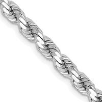 14K White Gold 22" 4.25mm Diamond-Cut Rope Necklace with Lobster Clasp
