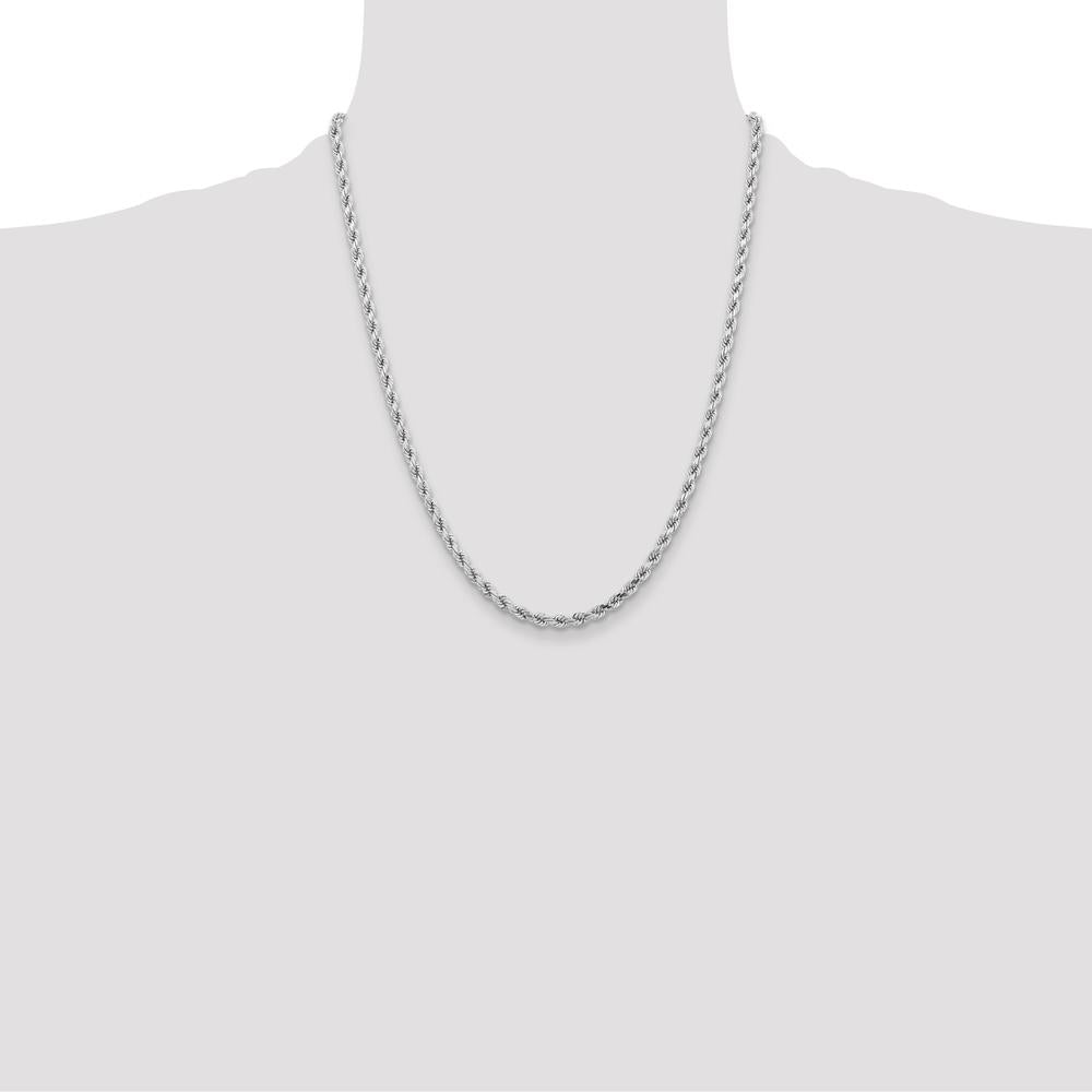14K White Gold 22" 4.25mm Diamond-Cut Rope Necklace with Lobster Clasp
