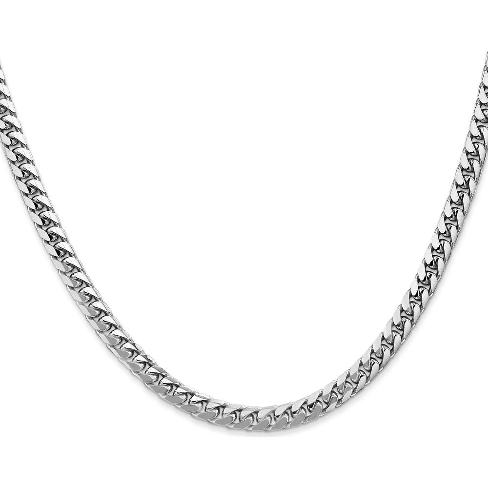 14K White Gold 22" 4.3mm Solid Miami Cuban Link Chain with Lobster Clasp by Oro Pregiato