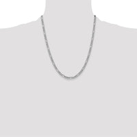 14K White Gold 22" 4.4mm Semi-Solid Figaro Chain with Lobster Clasp by Oro Pregiato