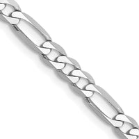 14K White Gold 22" 4mm Flat Figaro Chain with Lobster Clasp - Polished Rhodium Finish by 0