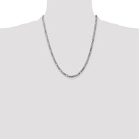 14K White Gold 22" 4mm Flat Figaro Chain with Lobster Clasp - Polished Rhodium Finish by 0