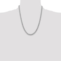 14K White Gold 22" 5.25mm Semi-Solid Curb Chain with Lobster Clasp by Oro Pregiato