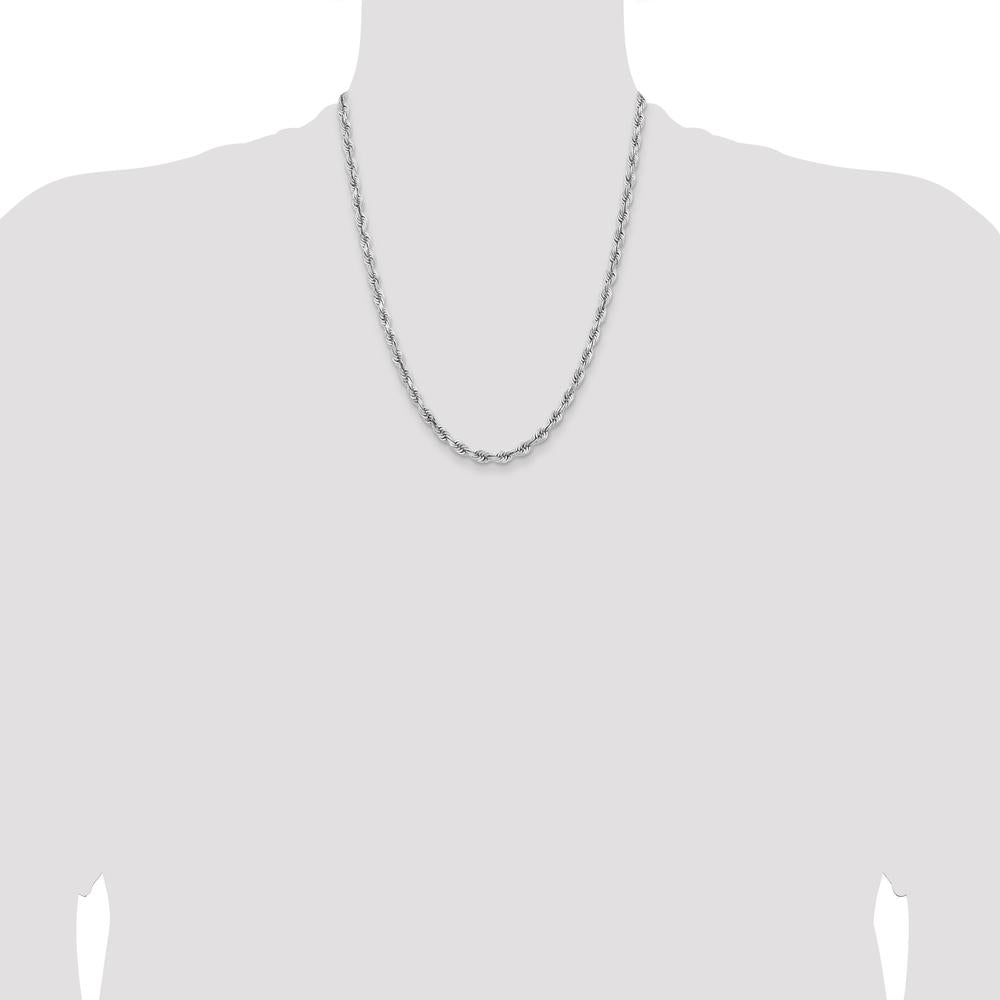 14K White Gold 22" 5mm Diamond-Cut Rope Chain Necklace with Lobster Clasp by Oro Pregiato