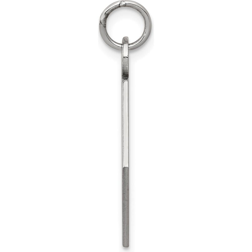 14K White Gold 22.5mm Hexagon Red Enameled Medical Alert Pendant - Polished Finish with Rhodium Plating by Oro Pregiato