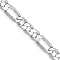 14K White Gold 22" 6mm Flat Figaro Chain Necklace with Lobster Clasp - Rhodium Plated by Oro Pregiato