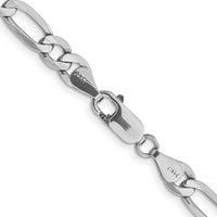 14K White Gold 22" 6mm Flat Figaro Chain Necklace with Lobster Clasp - Rhodium Plated by Oro Pregiato