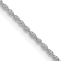 14K White Gold 22" Baby Rope Chain Necklace with Rhodium Plating and Spring Ring Clasp by Oro Pregiato