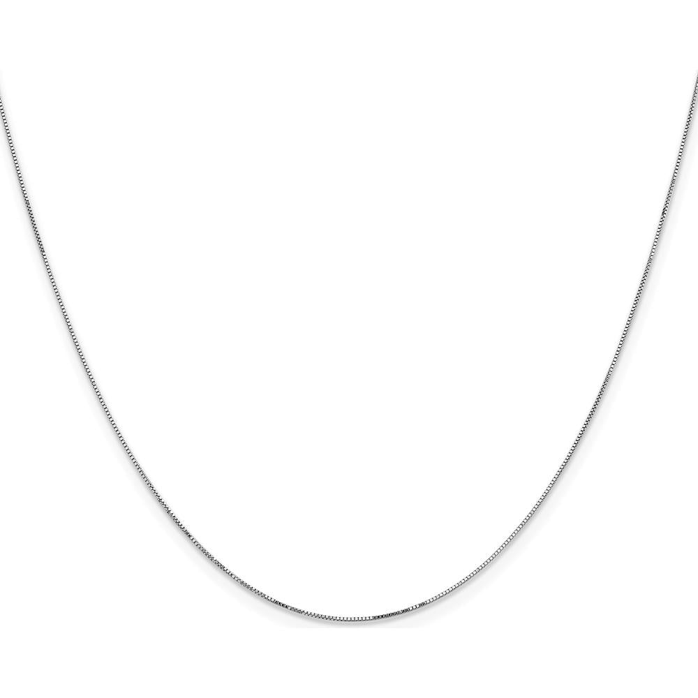 14K White Gold 22" Box Chain Necklace with Lobster Clasp - Polished Finish by Oro Pregiato