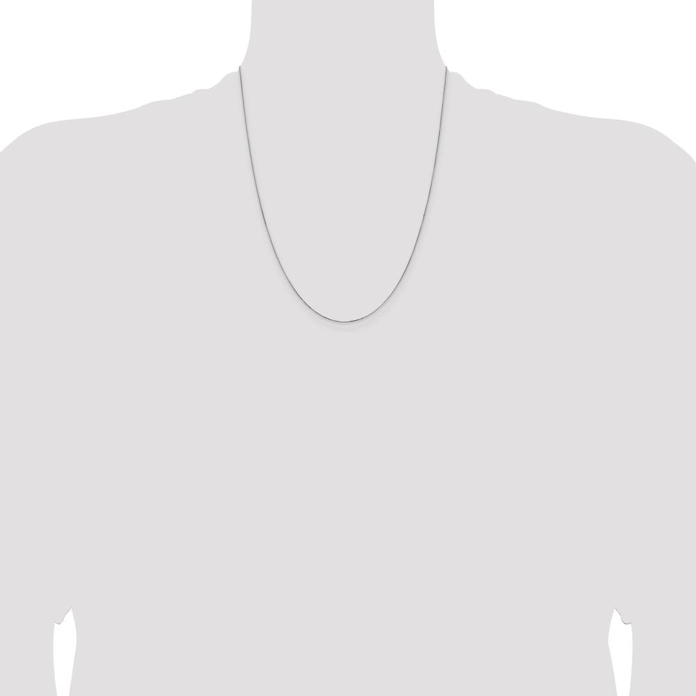 14K White Gold 22" Box Chain Necklace with Lobster Clasp - Polished Finish by Oro Pregiato