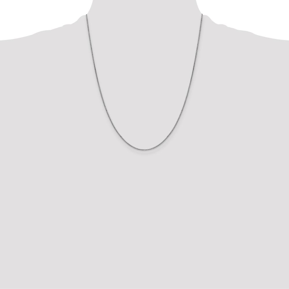 14K White Gold 22" Box Chain Necklace with Lobster Clasp - Polished Rhodium Finish by Oro Pregiato