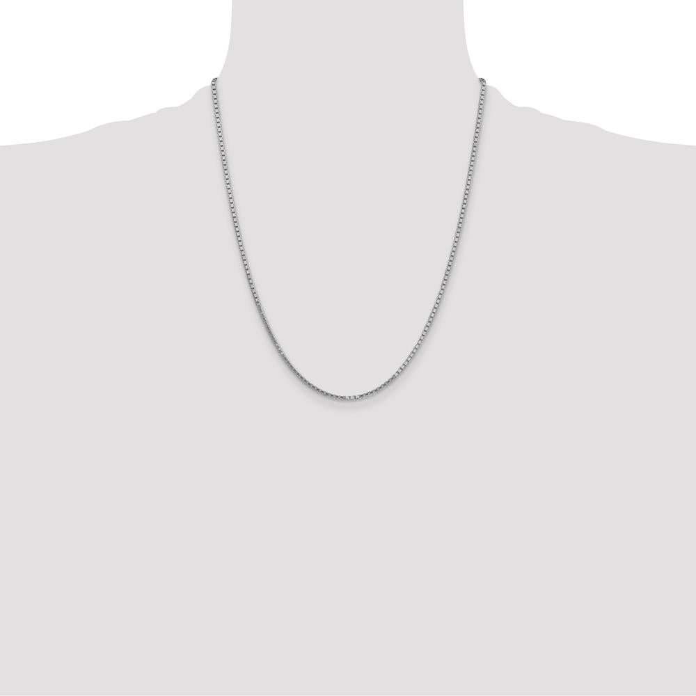 14K White Gold 22" Box Chain Necklace with Lobster Clasp by Oro Pregiato