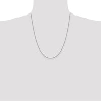 14K White Gold 22" Box Chain Necklace with Polished Finish and Rhodium Plating by Oro Pregiato